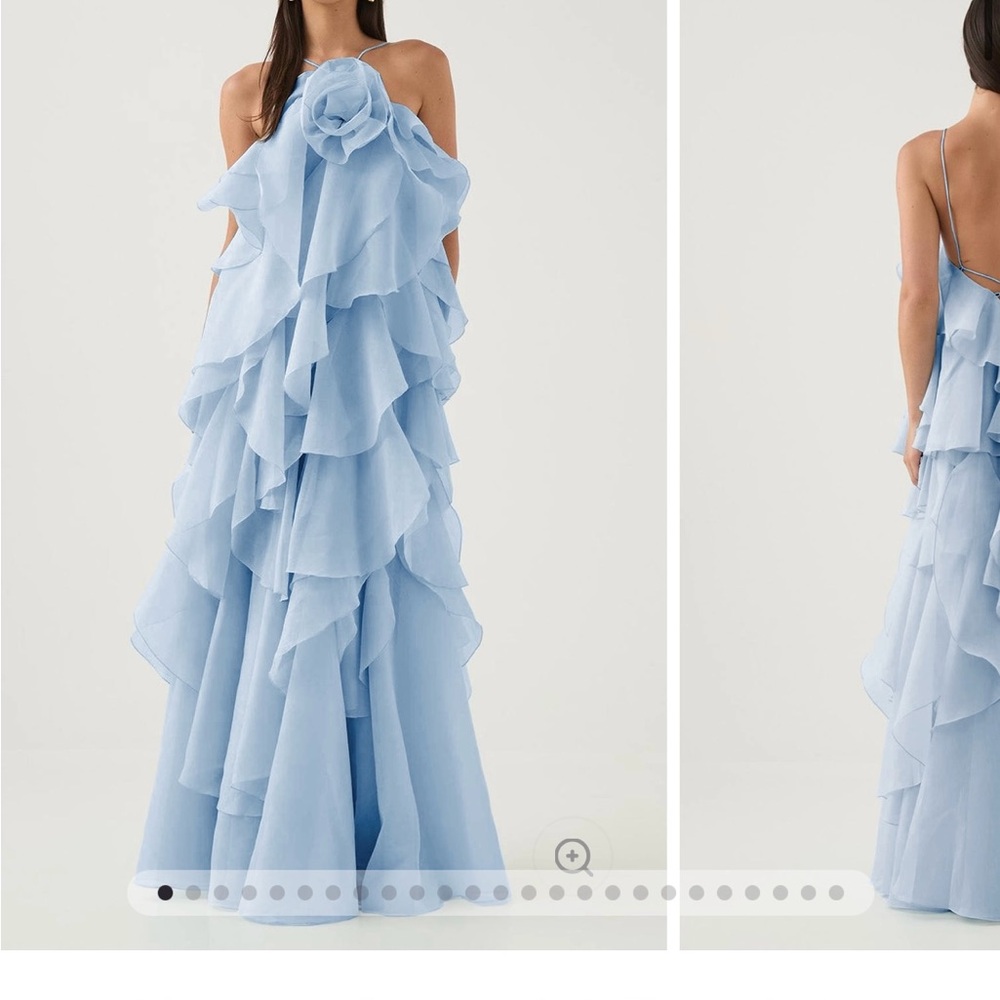 Elegant Blue Ruffled Dress